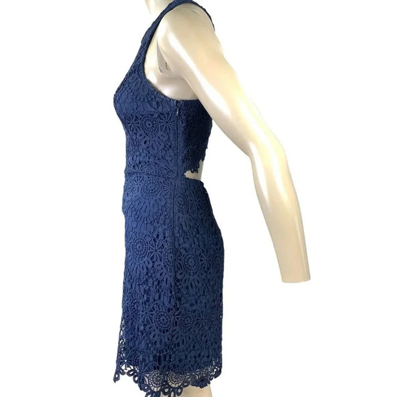 Hollister Crochet Halter Racerback Cut Out Mini Sheath Dress Women Size M Navy - Picture 4 of 16